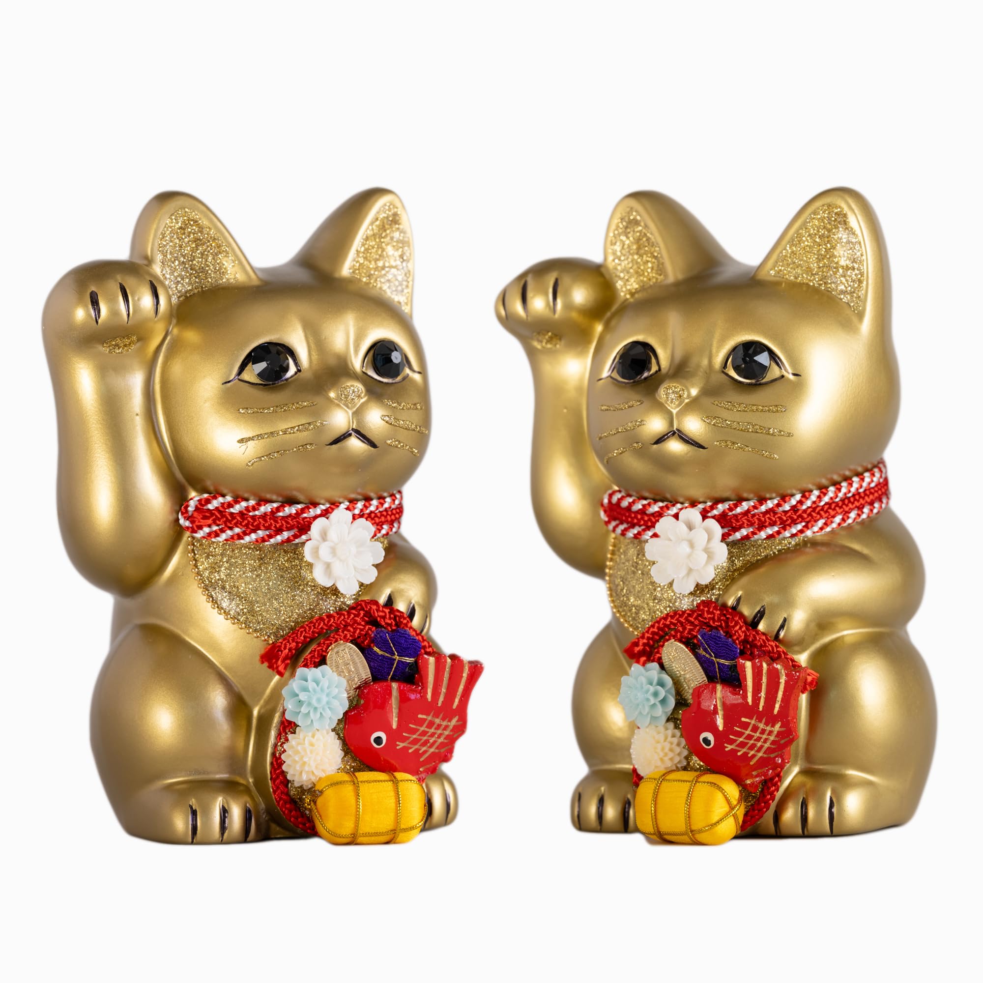 Amazon.co.jp: ご縁猫 和楽 めで鯛(M-SIZE 金 Gold）右手あげ/陶器